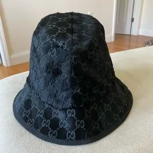 Gucci | Accessories | Gucci Leather Hide Black Bucket Hat  display picture 2